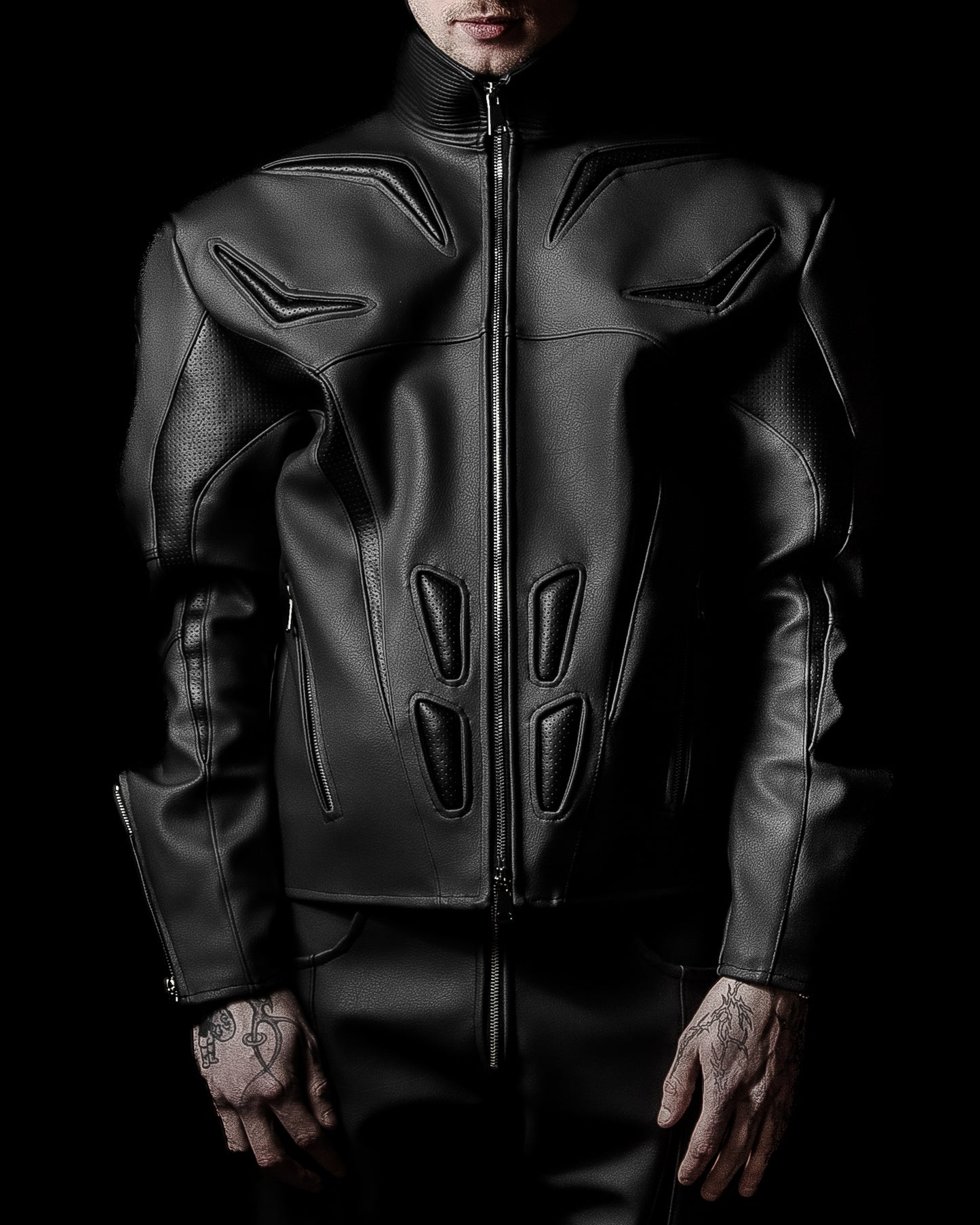 ‘PROTECTION’ LEATHER JACKET (BLACK)