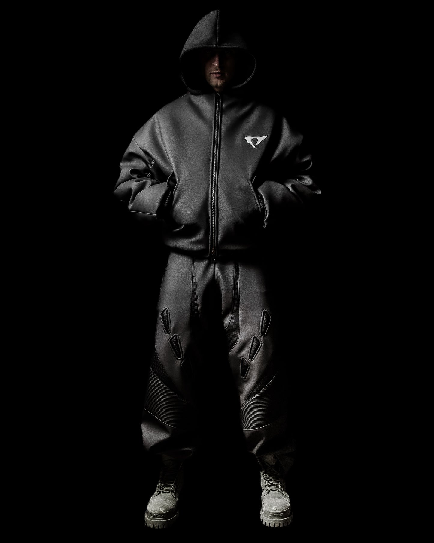 ‘LED’ LEATHER BOMBER JACKET