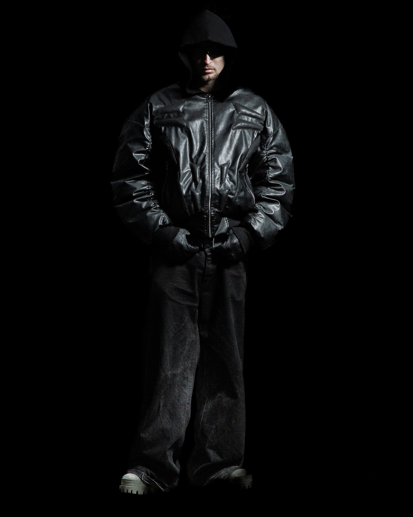 ‘PROTECTION’ PUFFER LEATHER JACKET