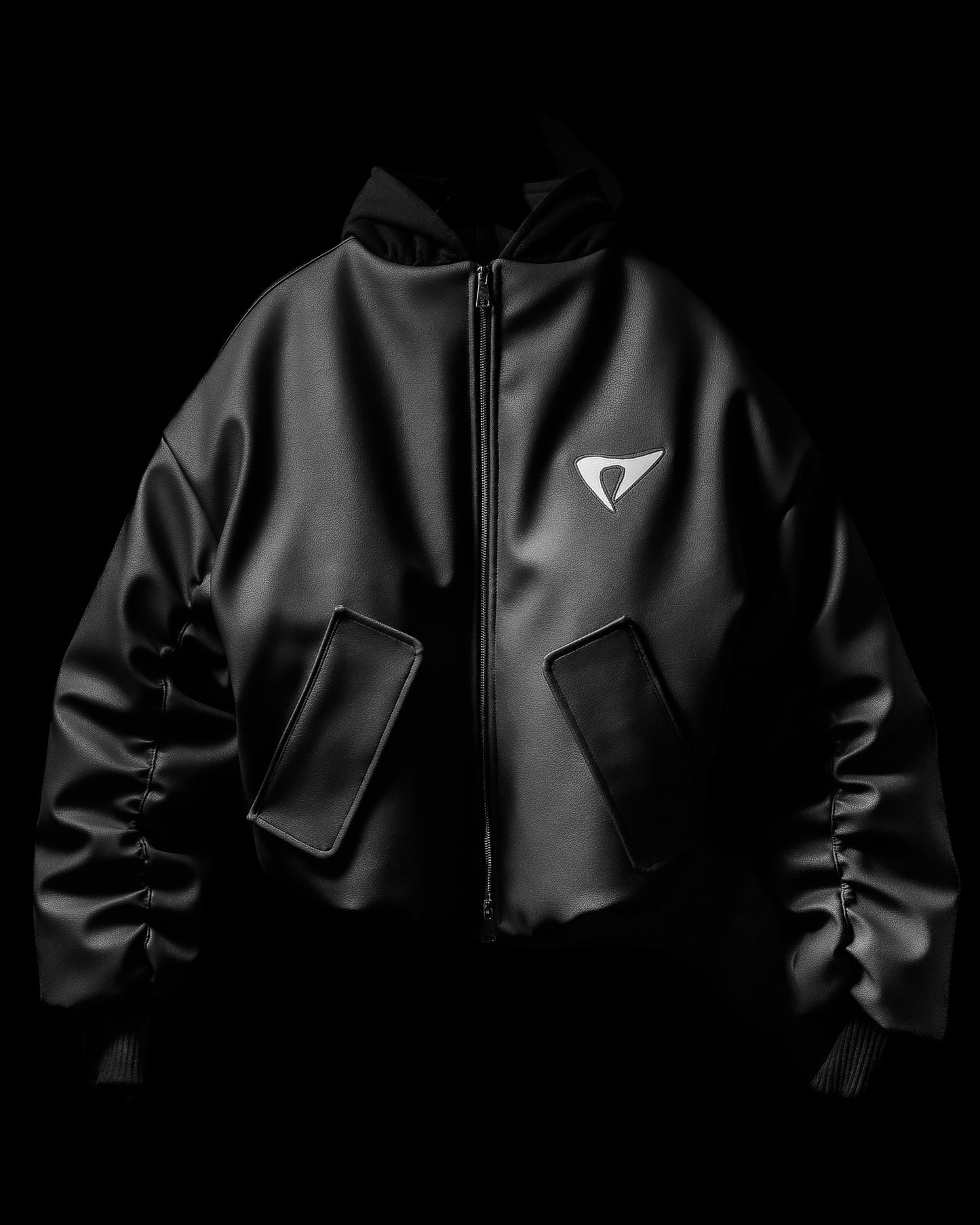 ‘LED’ LEATHER BOMBER JACKET