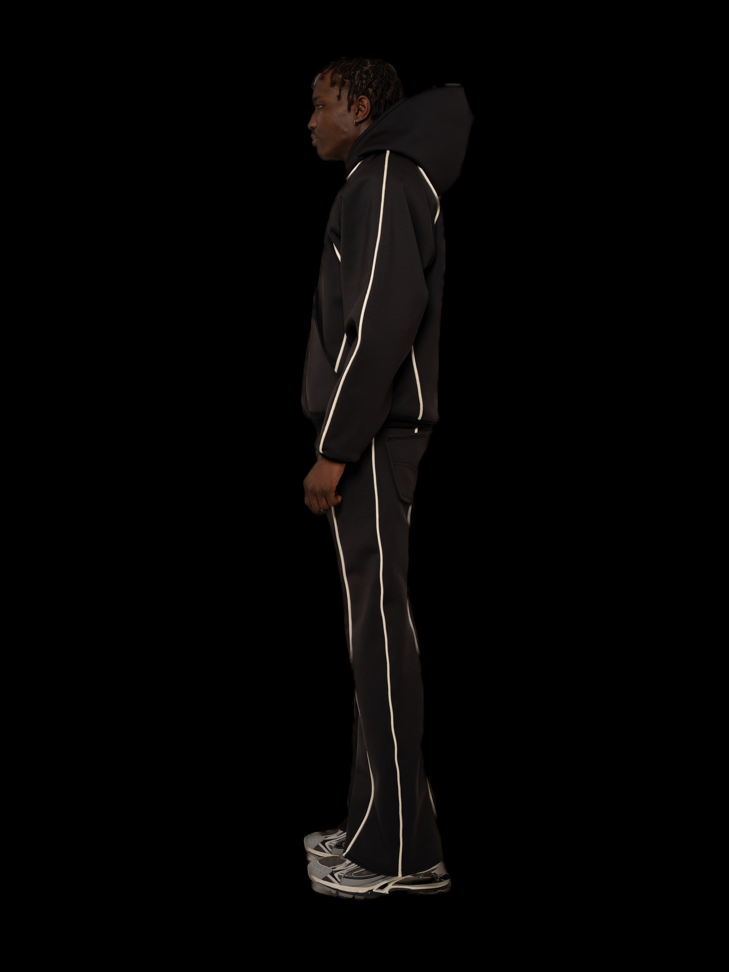 'BLACK LINEAR' ZIP HOODIE