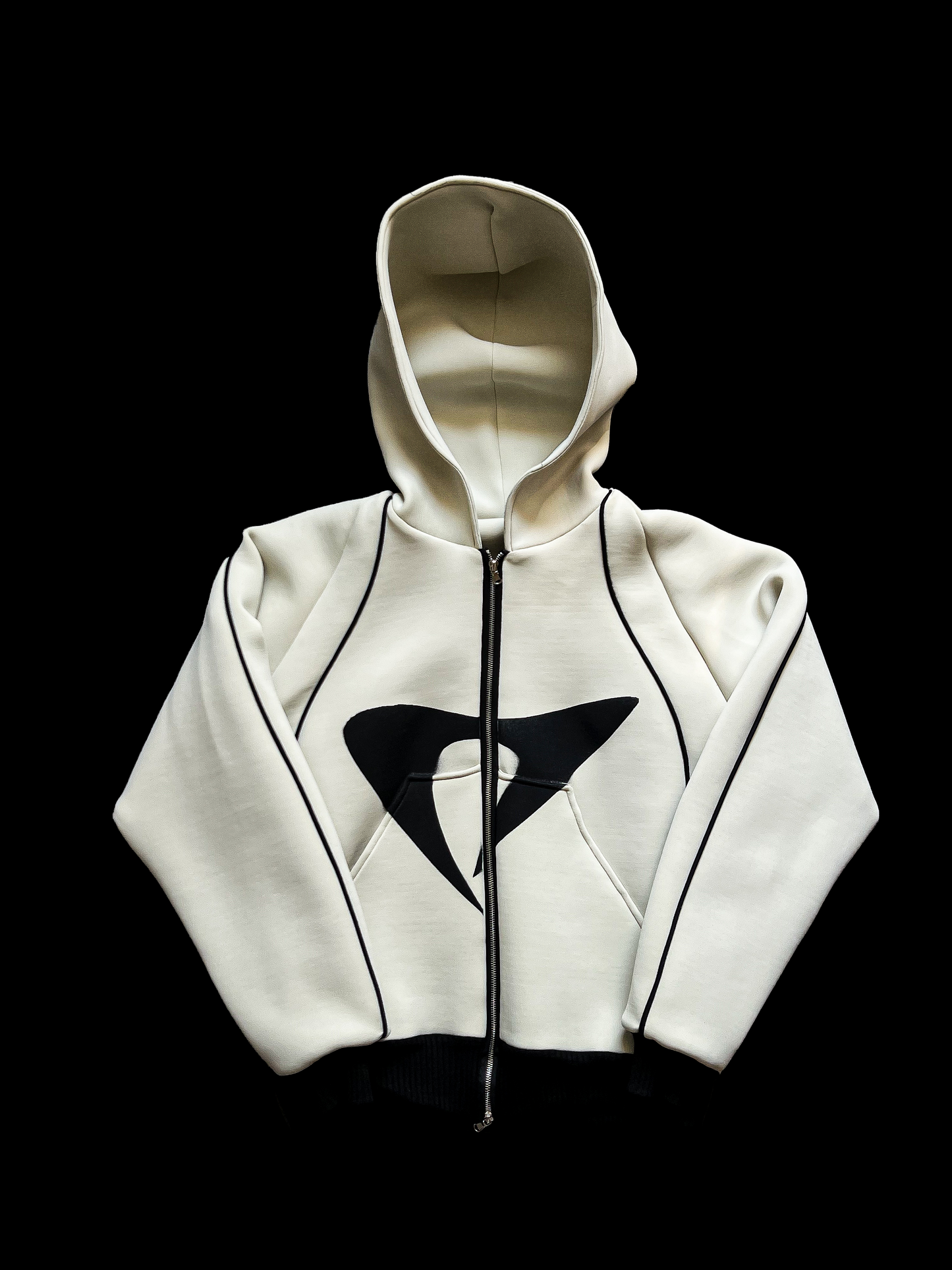 'CREAM LINEAR' ZIP HOODIE