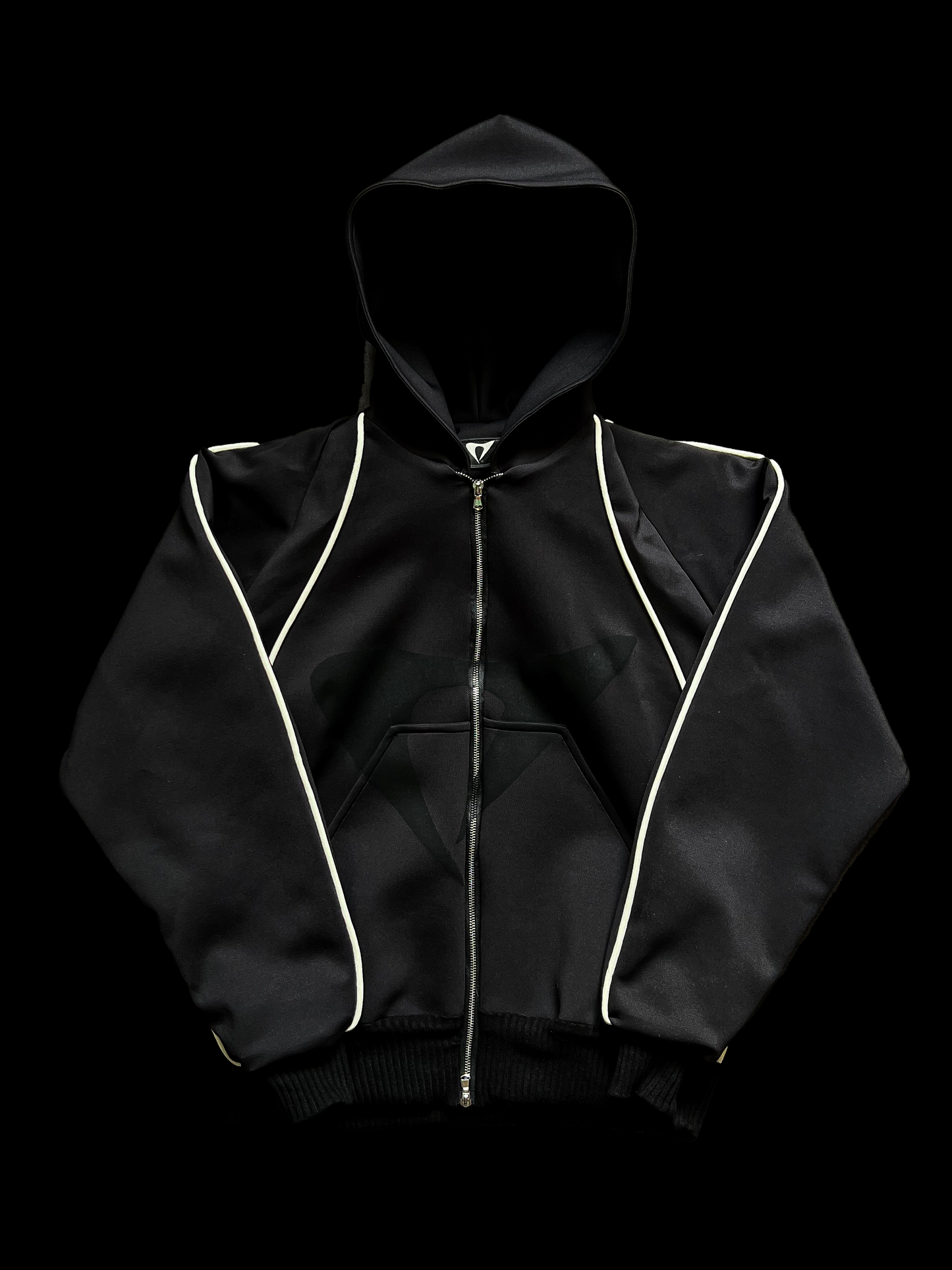 'BLACK LINEAR' ZIP HOODIE