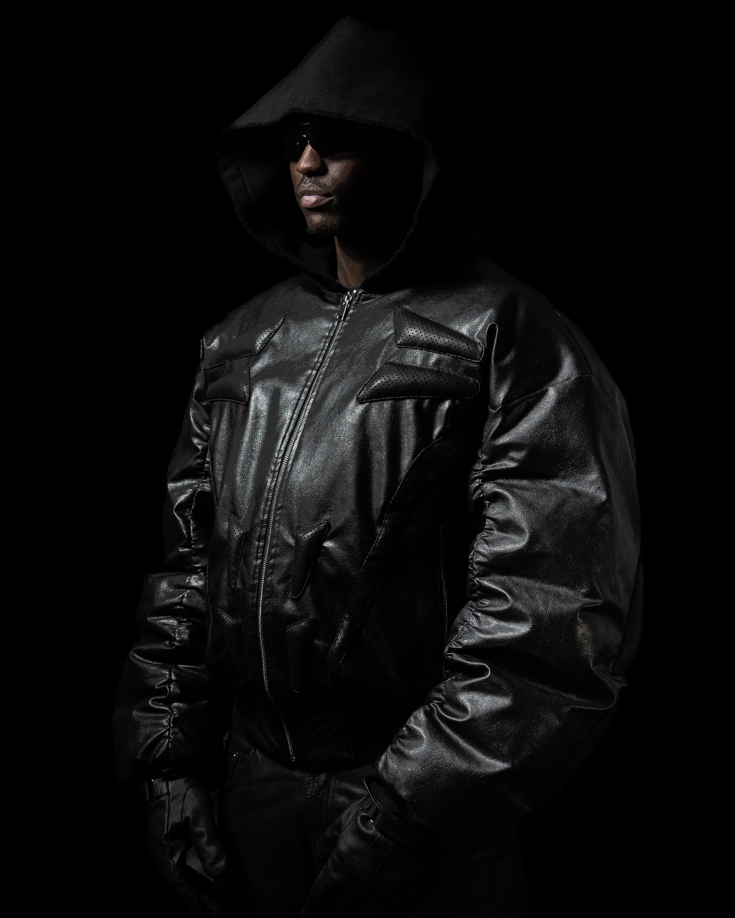 ‘PROTECTION’ PUFFER LEATHER JACKET