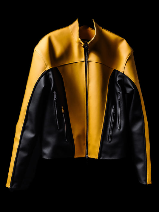 ‘LINEAR’ LEATHER JACKET [YLW]