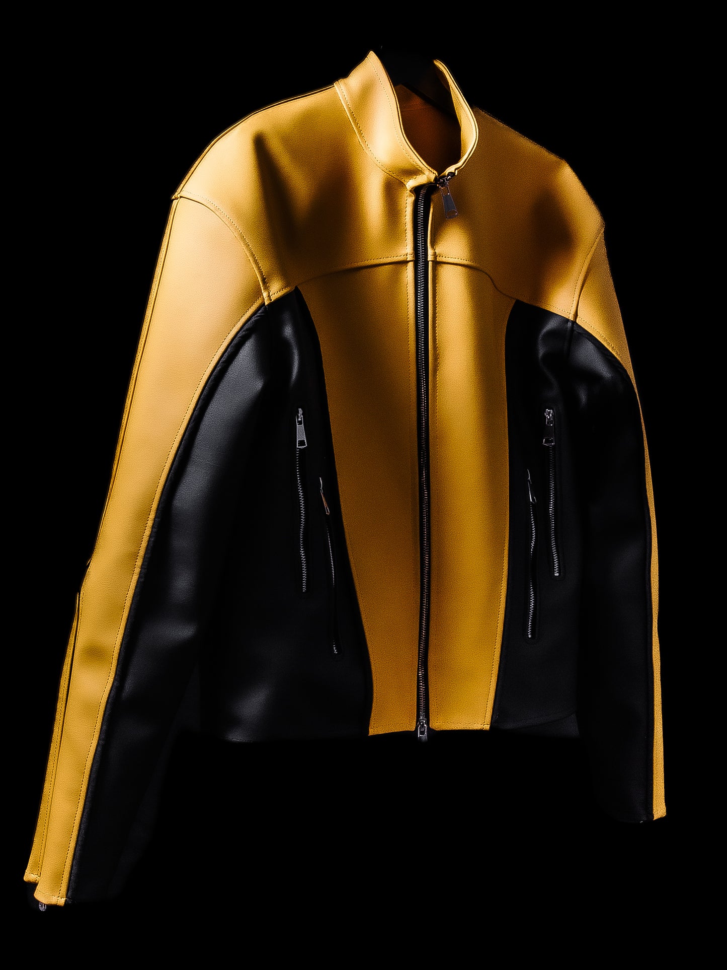 ‘LINEAR’ LEATHER JACKET [YLW]