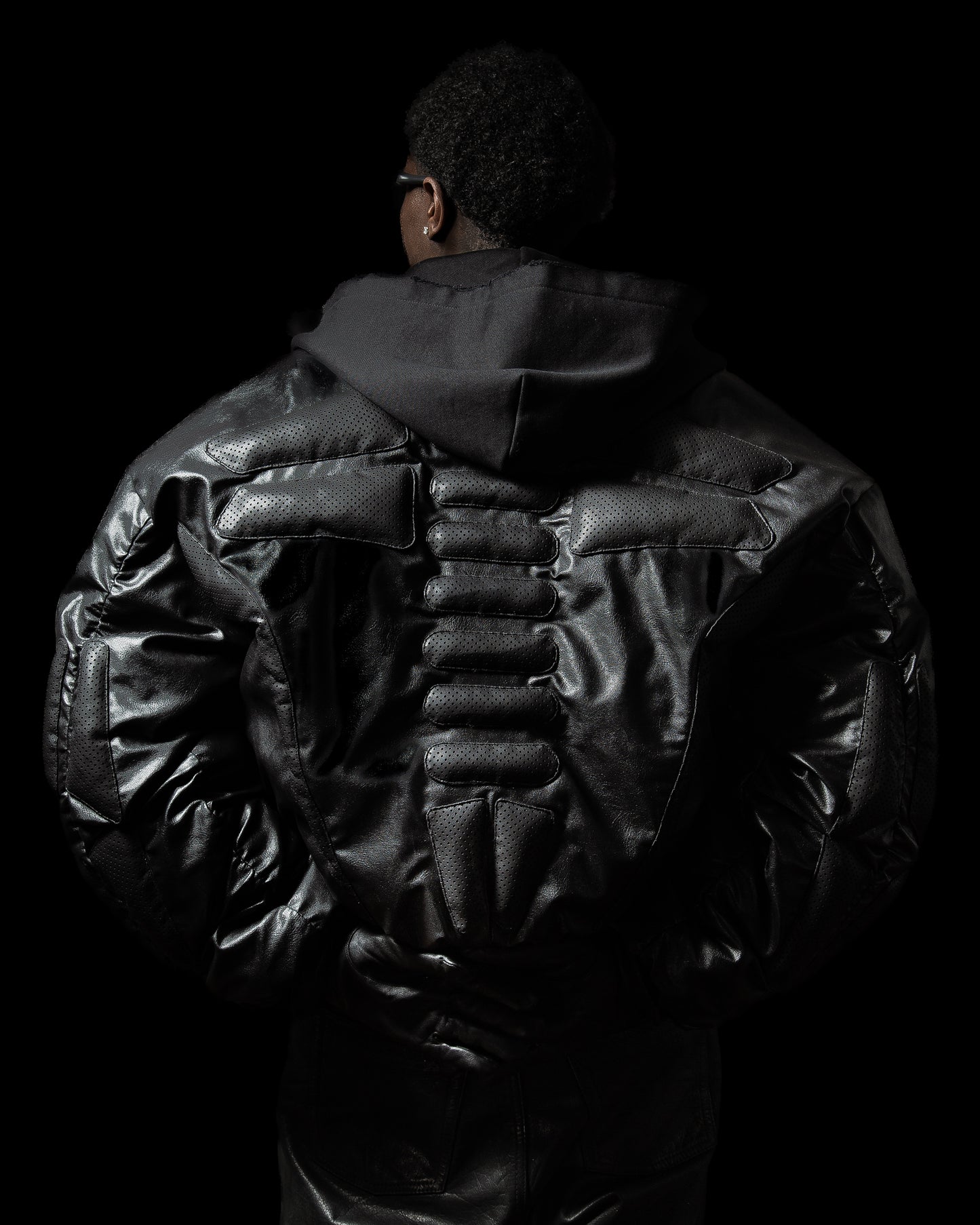 ‘PROTECTION’ PUFFER LEATHER JACKET