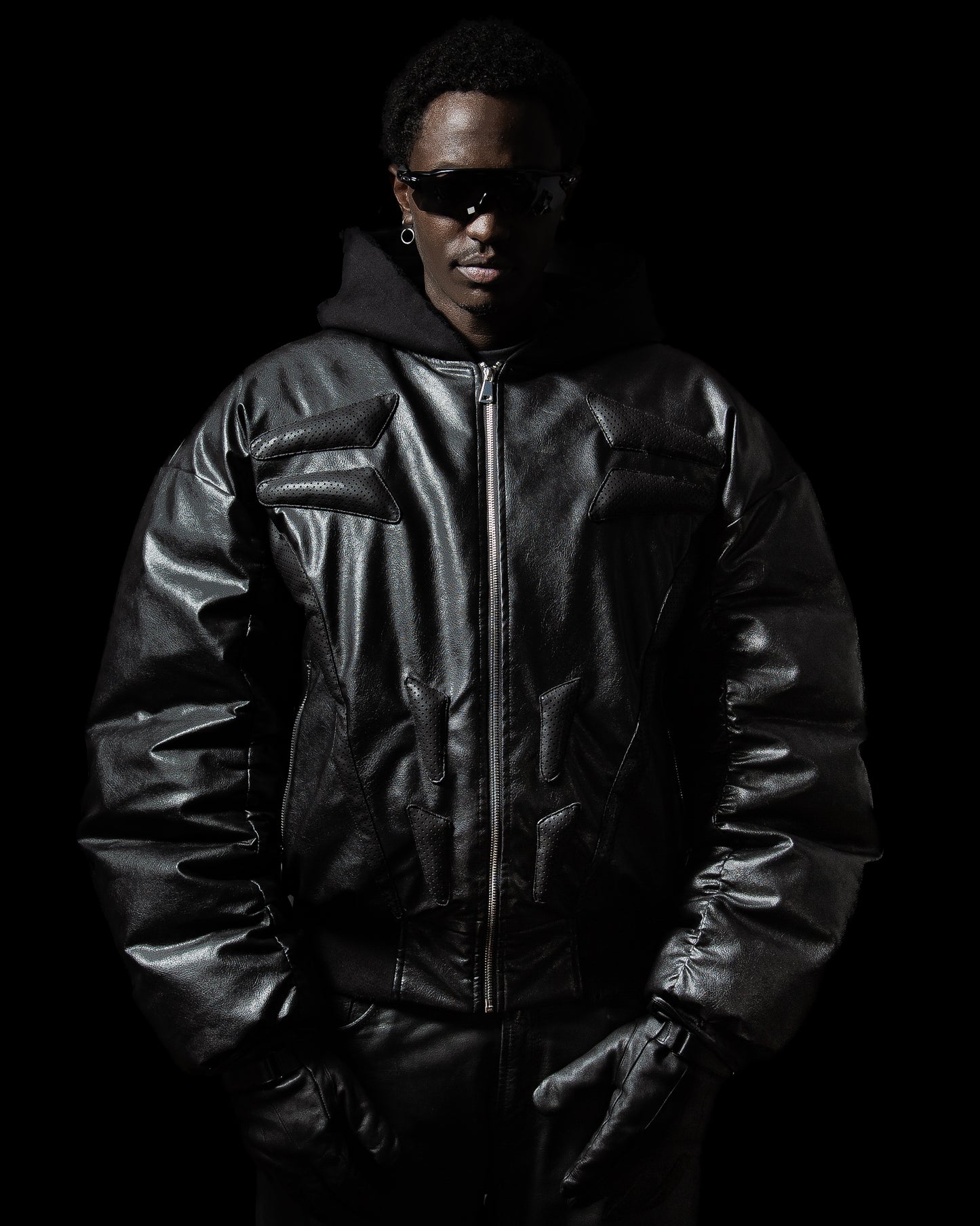 ‘PROTECTION’ PUFFER LEATHER JACKET