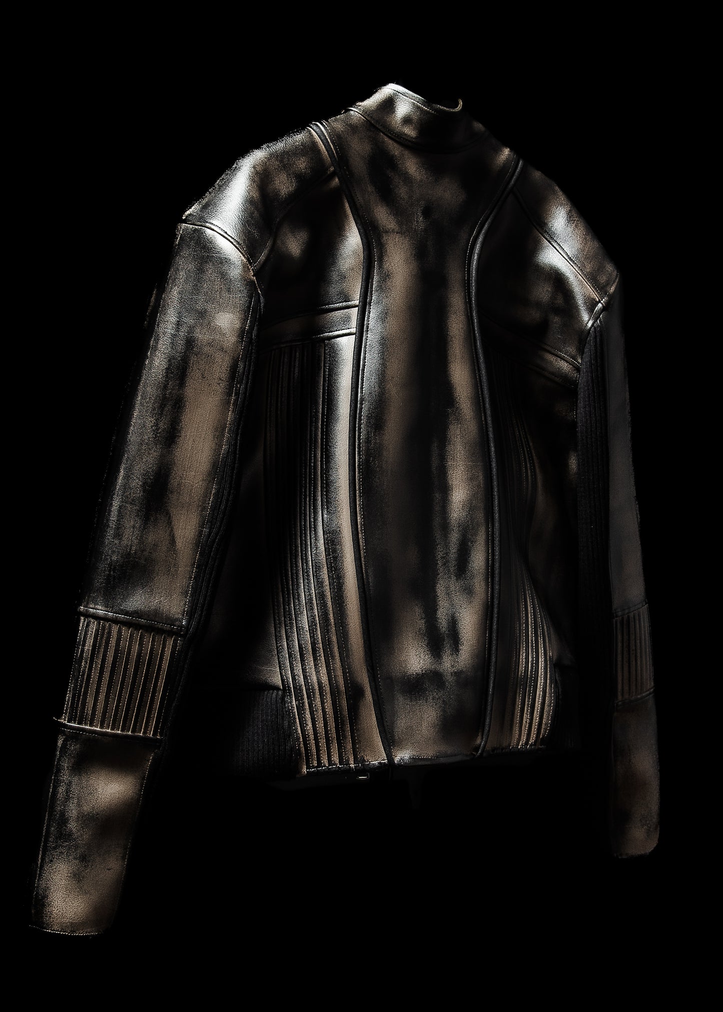 ‘LINEAR’ LEATHER KNITTED JACKET