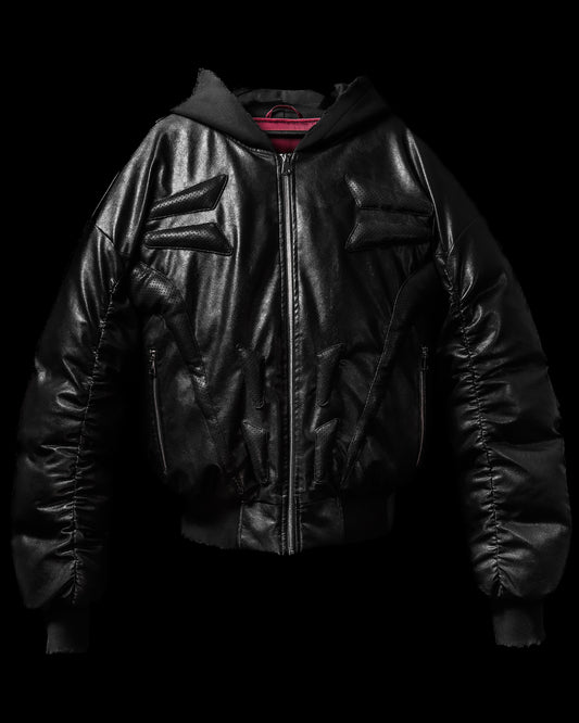 ‘PROTECTION’ PUFFER LEATHER JACKET