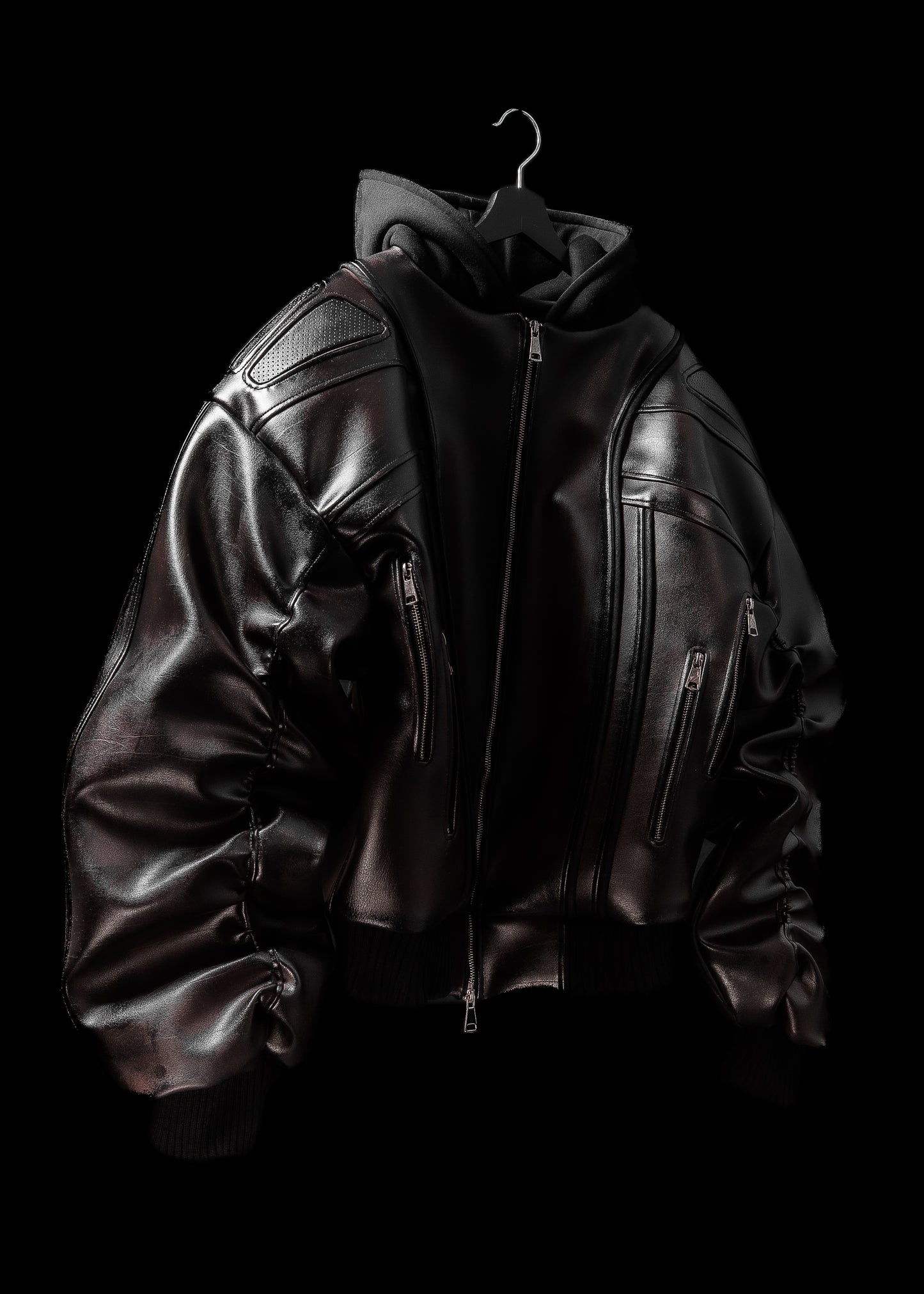 ‘PROTECTION’ LEATHER BOMBER JACKET