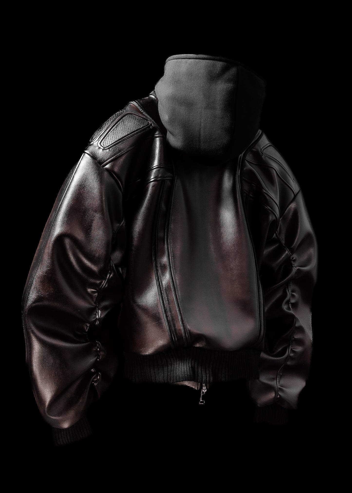 ‘PROTECTION’ LEATHER BOMBER JACKET