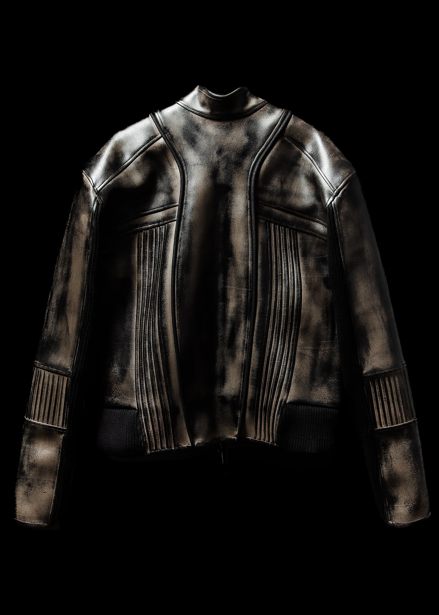 ‘LINEAR’ LEATHER KNITTED JACKET