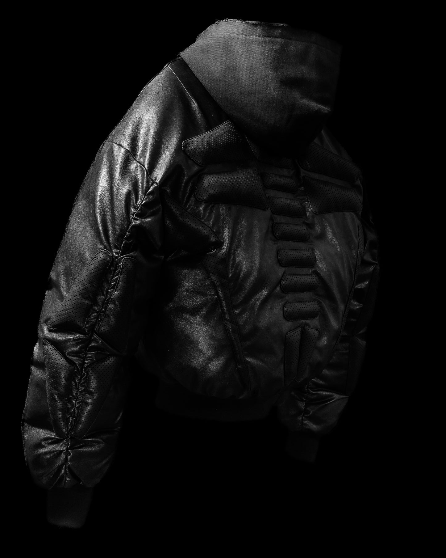 ‘PROTECTION’ PUFFER LEATHER JACKET